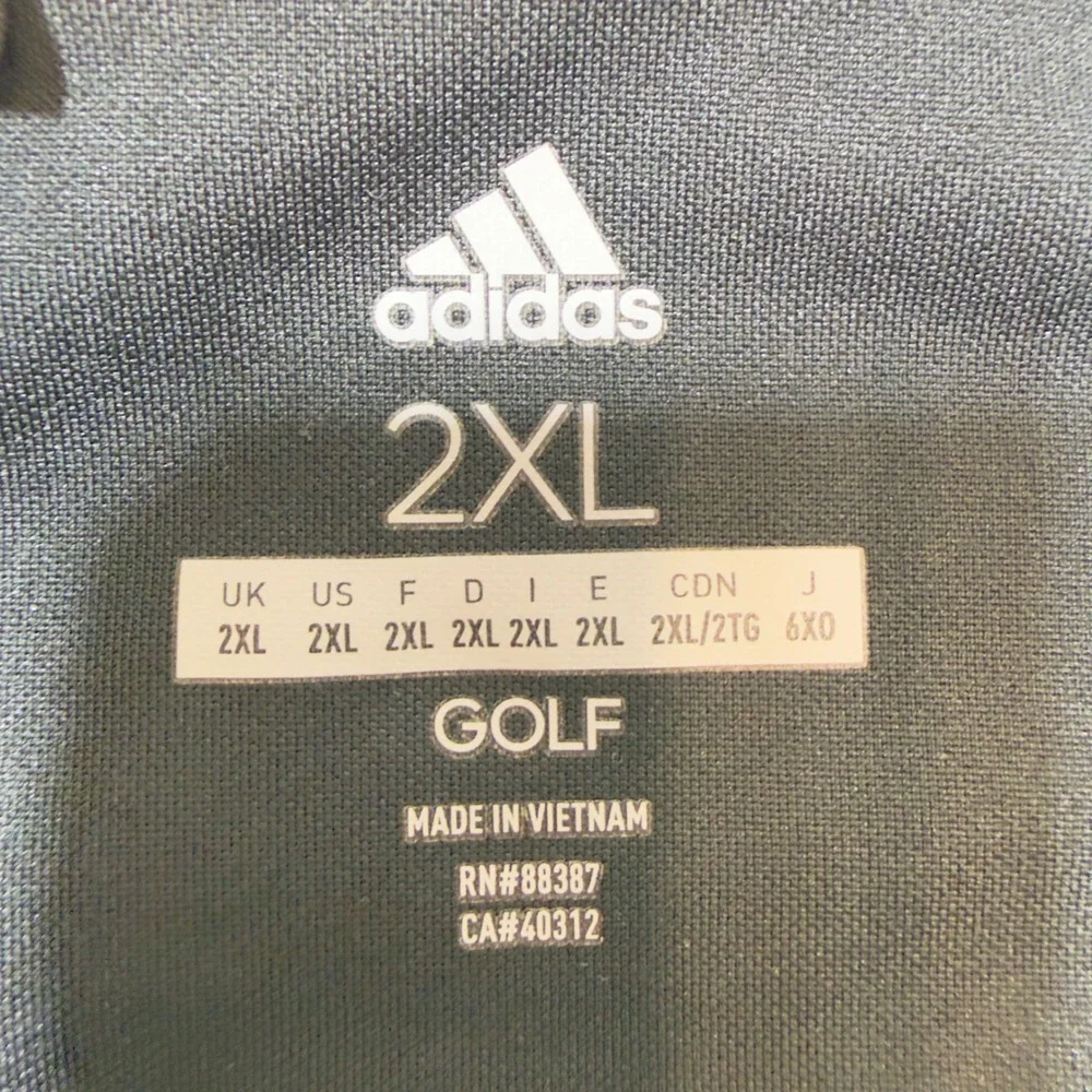 Adidas‎ Golf Polo Shirt Mens 2XL Gray Excellent Short Sleeve Breathable 1793